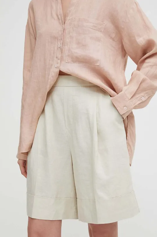 beige United Colors of Benetton pantaloncini in lino