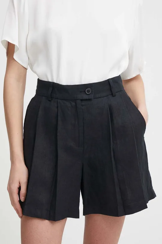 črna Lanene kratke hlače Sisley Ženski
