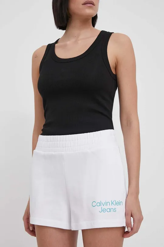 λευκό Βαμβακερό σορτσάκι Calvin Klein Jeans Γυναικεία
