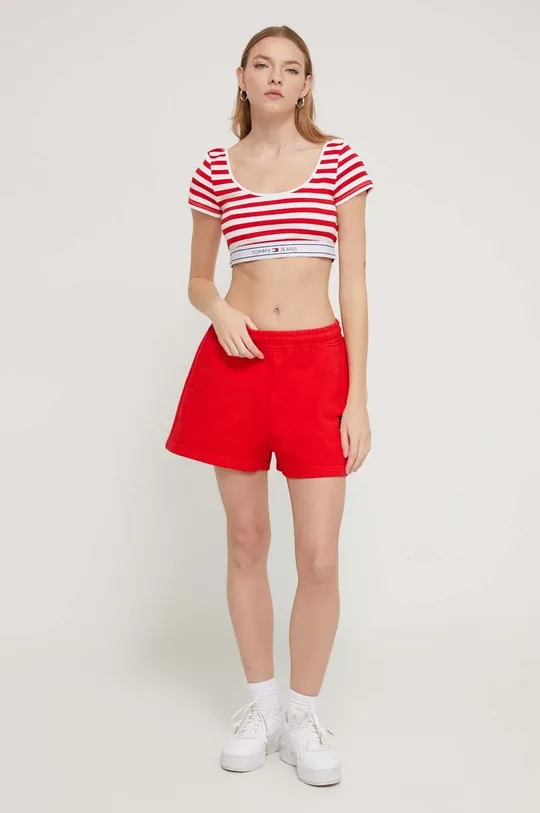 Tommy Jeans pantaloncini in cotone rosso