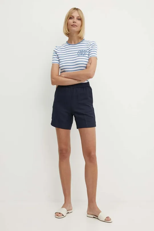 Lanene kratke hlače Gant mornarsko plava