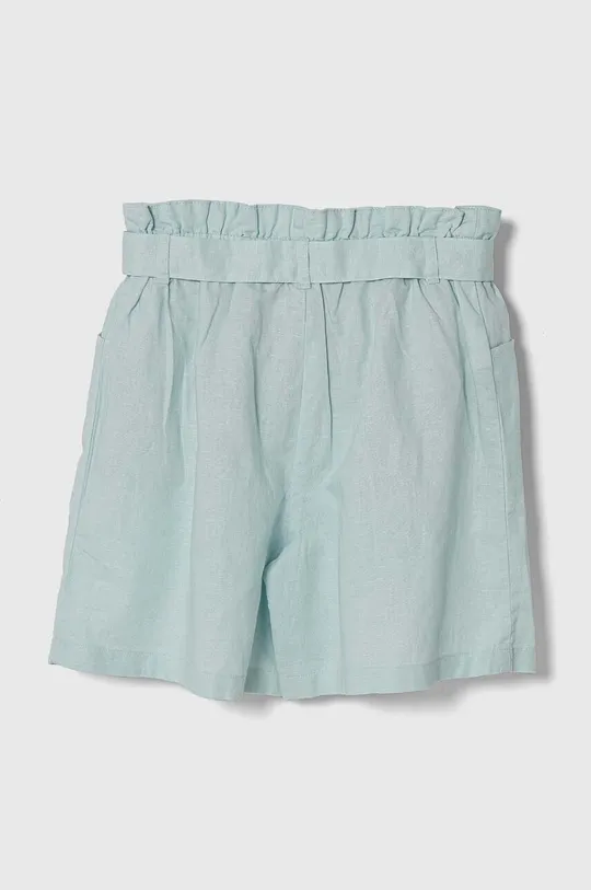 Dječje lanene kratke hlače United Colors of Benetton tirkizna