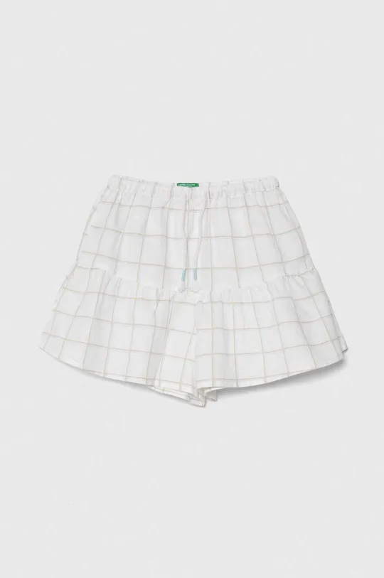 bela Otroške lanene kratke hlače United Colors of Benetton Dekliški