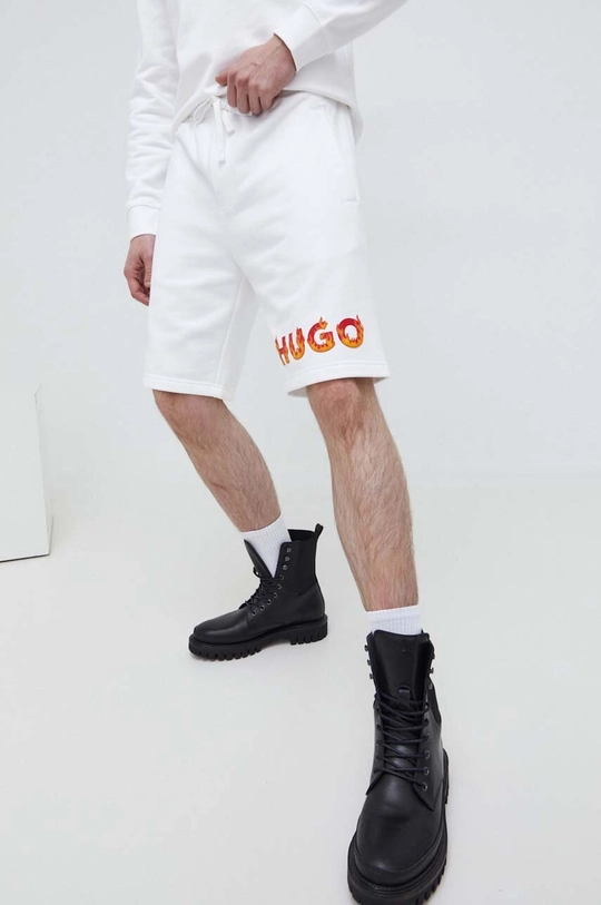 bianco HUGO pantaloncini in cotone Uomo