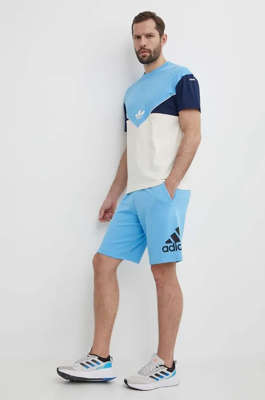 Хлопковые шорты adidas голубой
