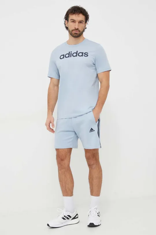 adidas szorty bawełniane niebieski