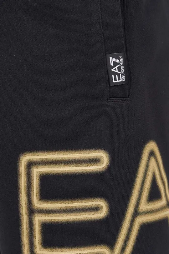 fekete EA7 Emporio Armani pamut rövidnadrág