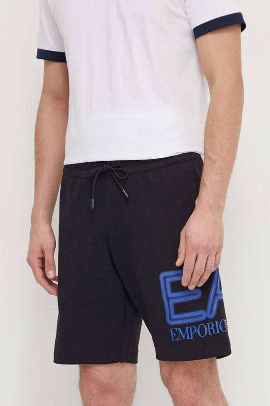crna Pamučne kratke hlače EA7 Emporio Armani Muški