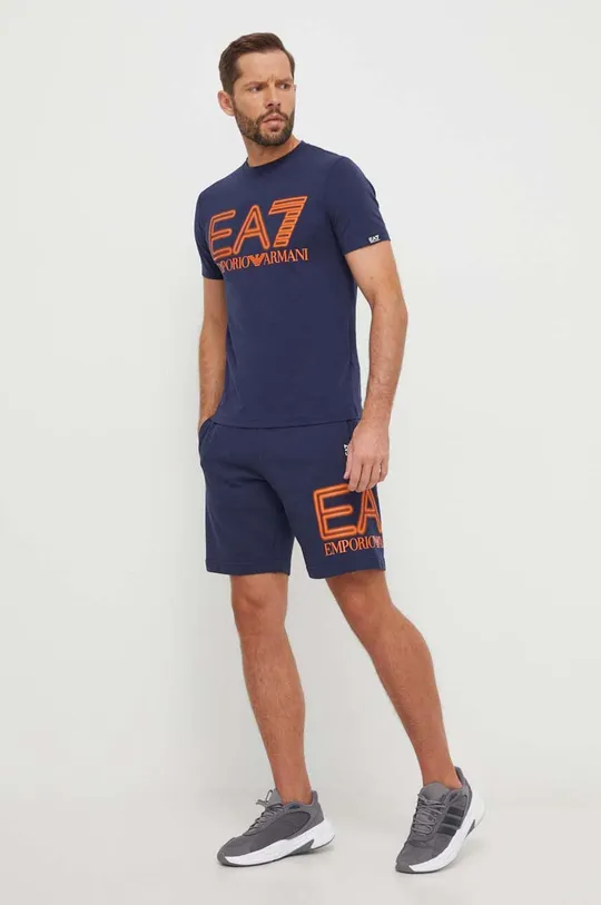 EA7 Emporio Armani pantaloncini in cotone blu navy