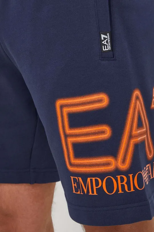 тёмно-синий Хлопковые шорты EA7 Emporio Armani