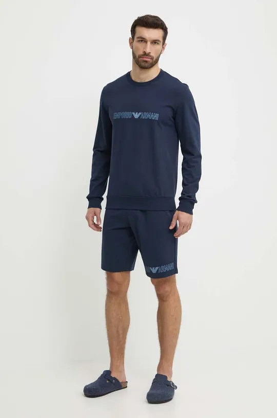 Homewear pamučne kratke hlače Emporio Armani Underwear mornarsko plava