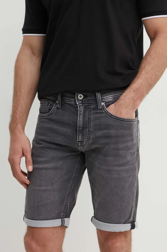 sivá Rifľové krátke nohavice Pepe Jeans SLIM GYMDIGO SHORT Pánsky