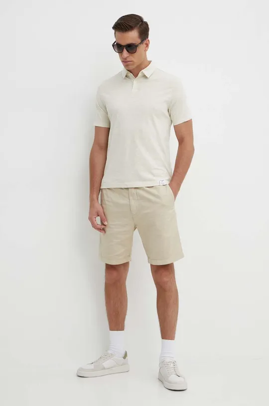 Pepe Jeans szorty lniane RELAXED LINEN SMART SHORTS beżowy