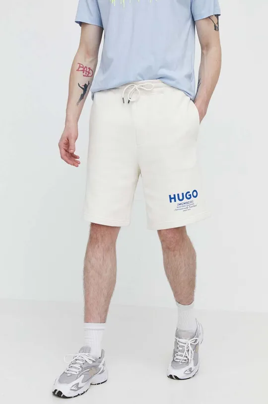 бежевый Хлопковые шорты Hugo Blue Мужской