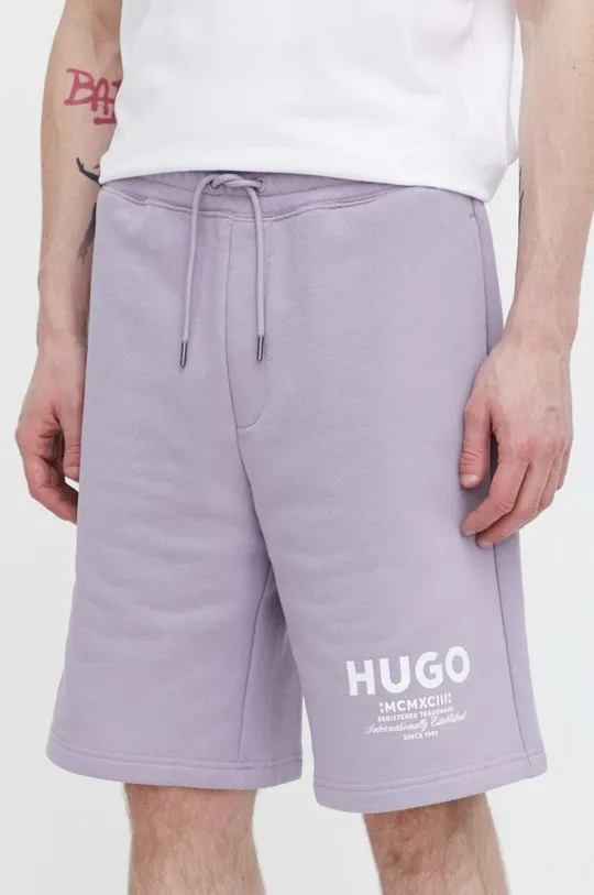 фиолетовой Хлопковые шорты Hugo Blue Мужской