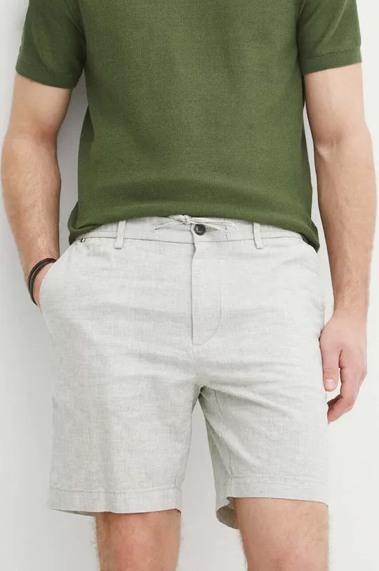 zelena Kratke hlače iz mešanice lana BOSS Moški