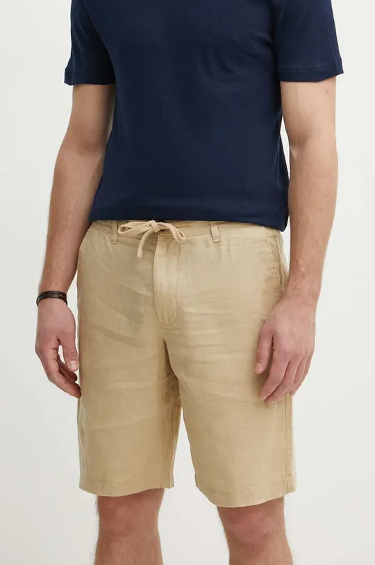 beige United Colors of Benetton pantaloncini in lino Uomo