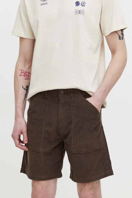 rjava Kratke hlače iz rebrastega žameta Quiksilver Moški
