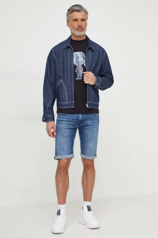 Rifľové krátke nohavice Karl Lagerfeld modrá
