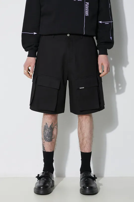 negru Represent pantaloni scurti din bumbac Baggy Cotton Cargo Short De bărbați
