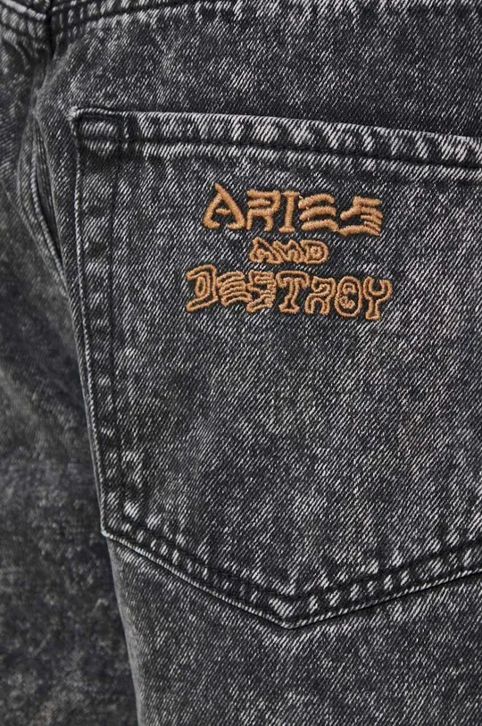 negru Aries pantaloni scurti jeans Acid Wash Denim Short