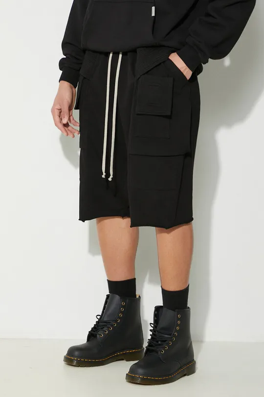 černá Bavlněné šortky Rick Owens Knit Shorts Creatch Cargo Pods Pánský