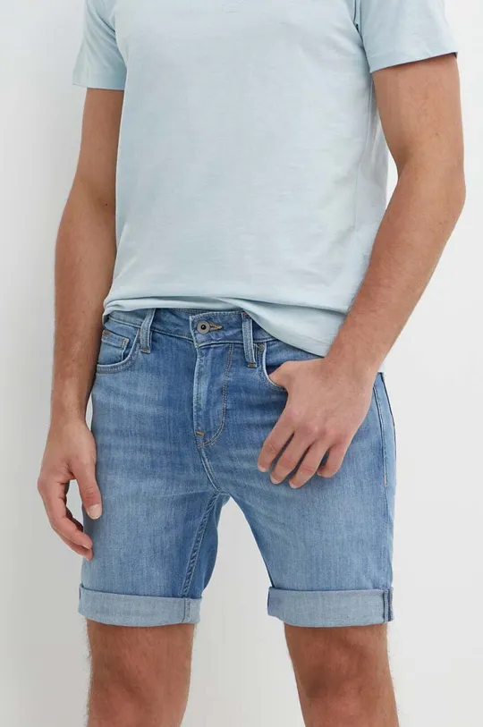 niebieski Pepe Jeans szorty jeansowe SLIM SHORT Męski