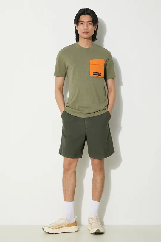Norse Projects pantaloncini in lino misto Ezra Relaxed Cotton verde