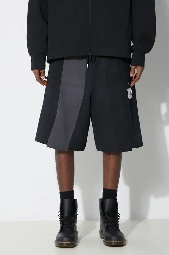 чёрный Хлопковые шорты Maison MIHARA YASUHIRO Vertical Switching Мужской