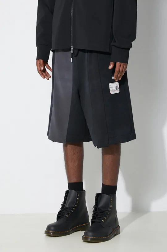 black Maison MIHARA YASUHIRO cotton shorts Vertical Switching