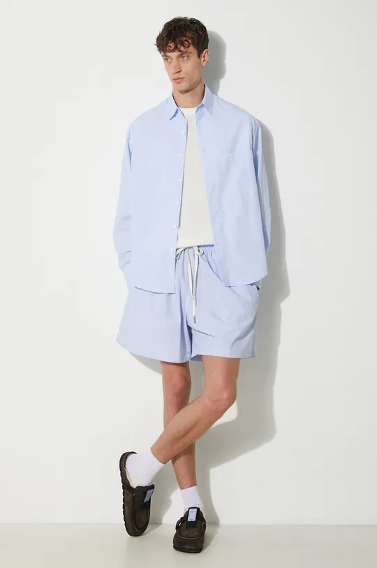 MKI MIYUKI ZOKU cotton shorts Striped Shorts blue