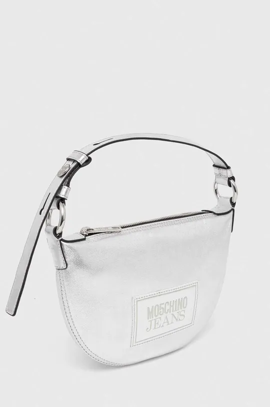 Usnjena torbica Moschino Jeans srebrna
