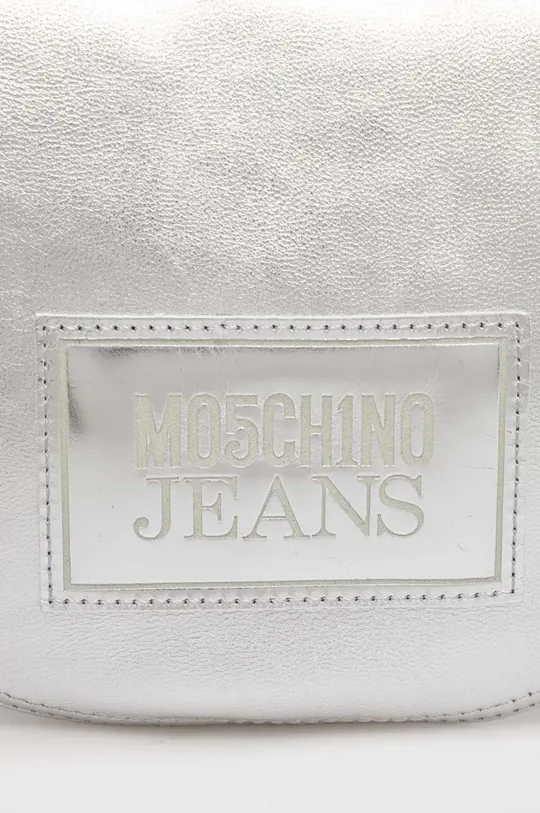 strieborná Kožená kabelka Moschino Jeans