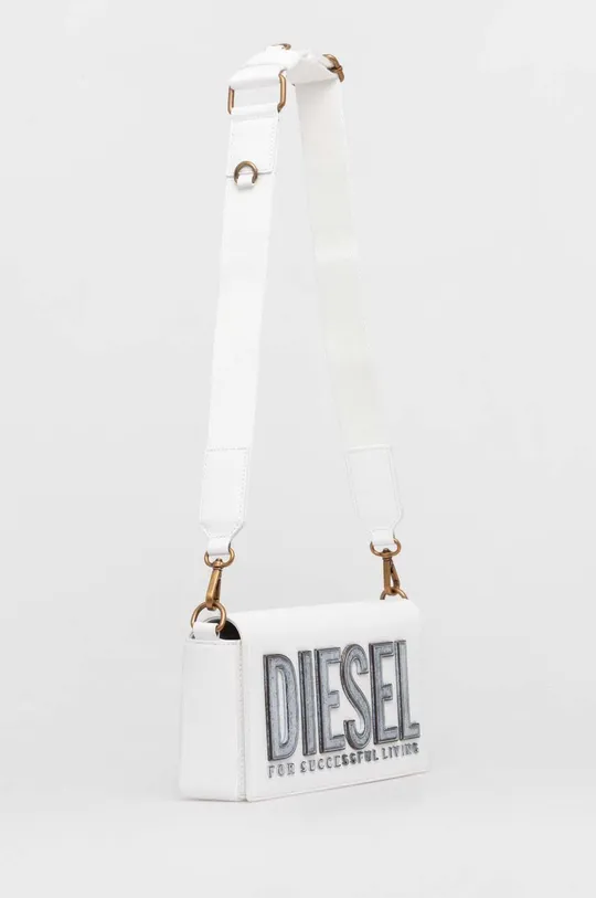 Kožená kabelka Diesel BISCOTTO SHOULDER BAG biela