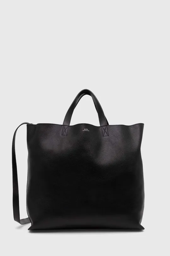 črna Usnjena torbica A.P.C. Cabas Maiko Medium Horizontal Ženski