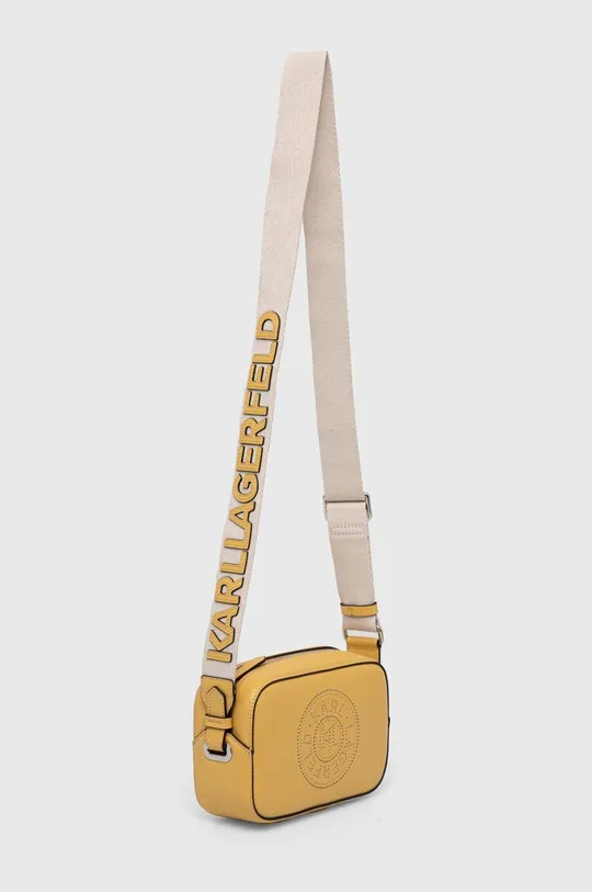 Δερμάτινη τσάντα Karl Lagerfeld κίτρινο