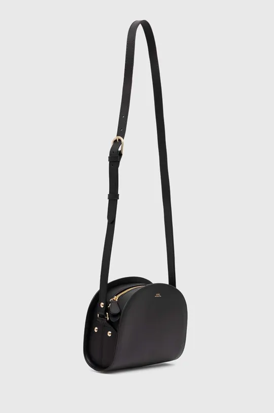 A.P.C. leather handbag sac demi-lune black