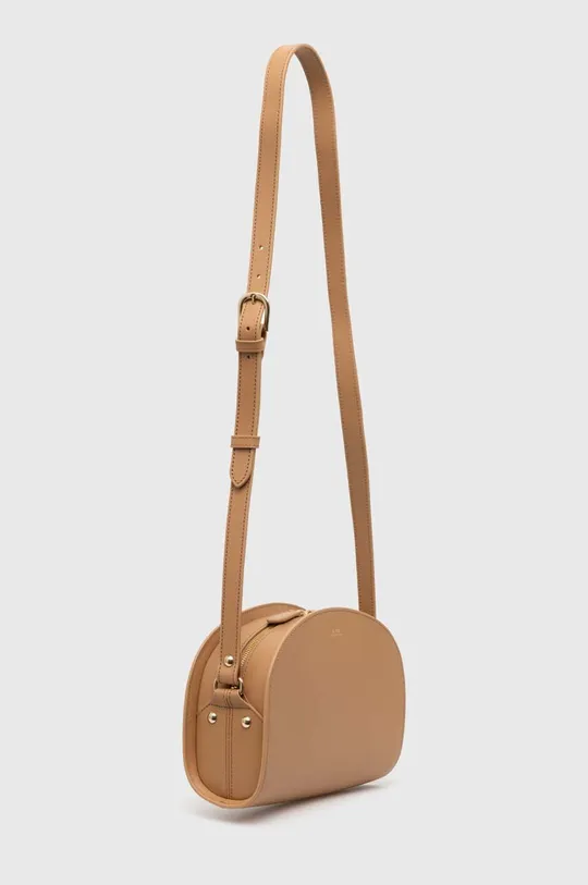 A.P.C. leather handbag sac demi-lune beige