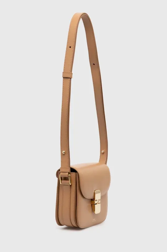 A.P.C. leather handbag sac grace mini brown