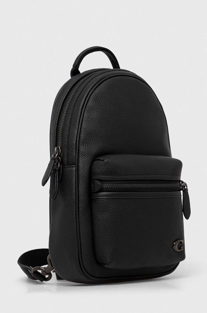 Кожаный рюкзак Coach мужской цвет чёрный маленький однотонный | ANSWEAR.ua