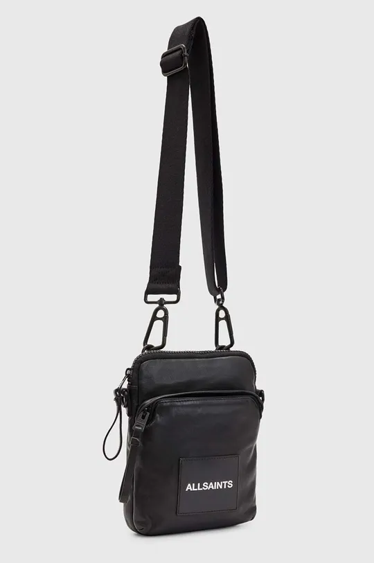 Usnjena torbica za okoli pasu AllSaints Falcon črna