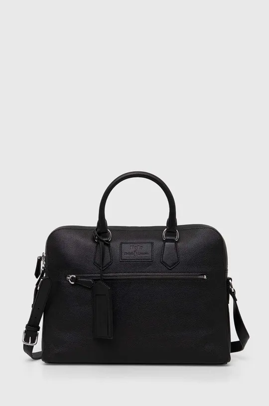 čierna Kožená taška na notebook Polo Ralph Lauren Pánsky