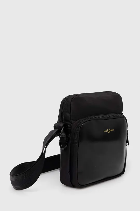 Torbica Fred Perry Nylon Twill Leather Side Bag crna