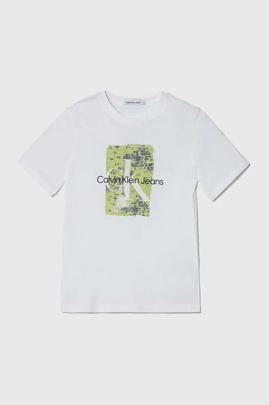 biela Detské bavlnené tričko Calvin Klein Jeans Chlapčenský