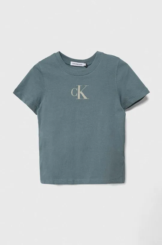 modrá Detské bavlnené tričko Calvin Klein Jeans Chlapčenský