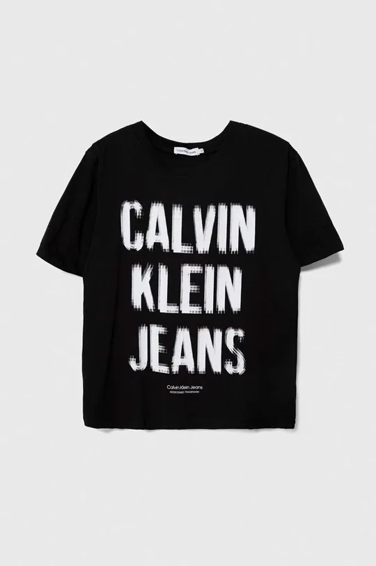 μαύρο Παιδικό βαμβακερό μπλουζάκι Calvin Klein Jeans Για αγόρια