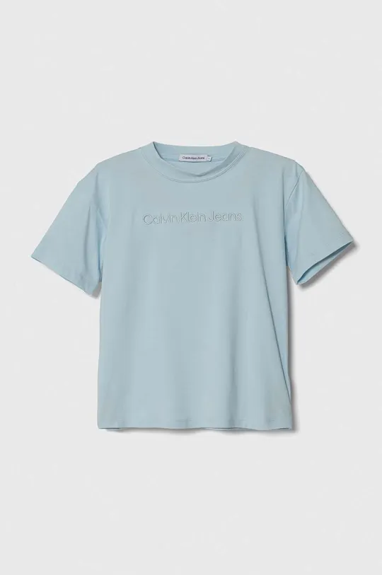 niebieski Calvin Klein Jeans t-shirt dziecięcy Chłopięcy