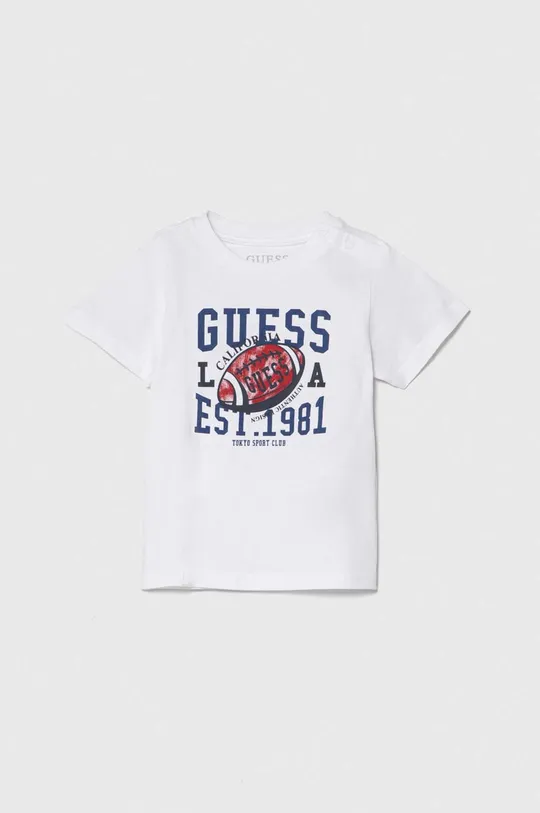 biały Guess t-shirt niemowlęcy Chłopięcy