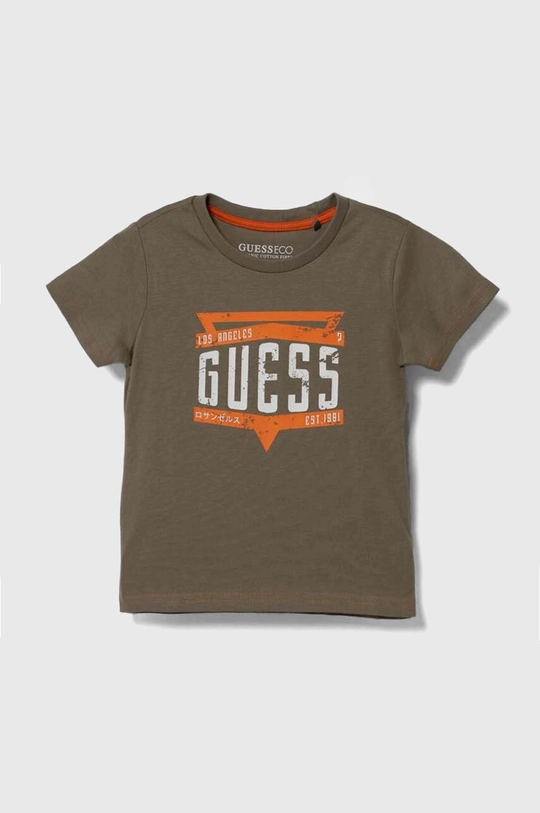 зелений Бавовняна футболка Guess Для хлопчиків