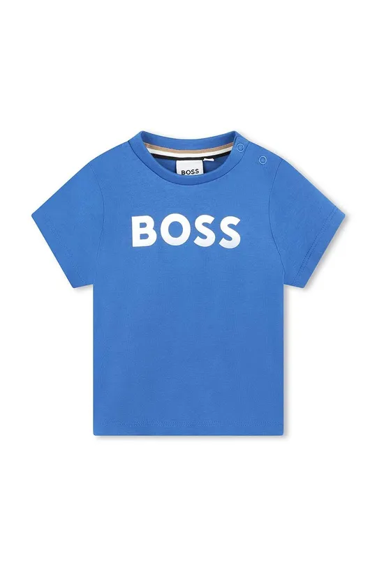 μπλε Μωρό βαμβακερό μπλουζάκι BOSS Για αγόρια